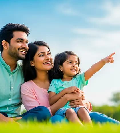 Happy family in their new home